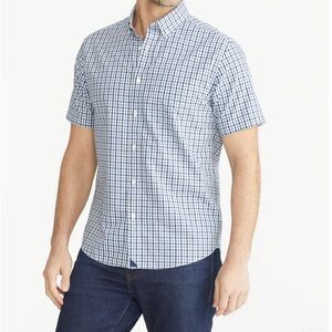 UNTUCK It- Plaid Blue Short Sleeve Shirt